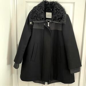 Moncler Eridan Giubbotto Jacket Size 4 Fur collar Kalgan lamb Black EUC Auth. XL